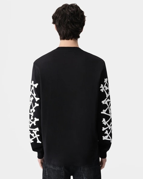 Buy AMIRI Bones Stacked Long Sleeves T-Shirt | Black Color