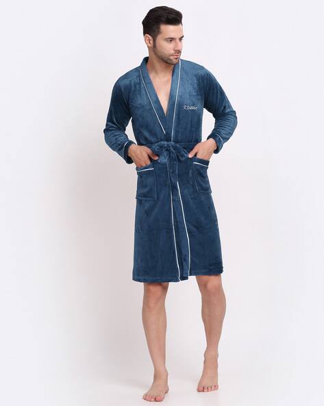 KLOTTHE Bath Robe with Waist Tie-Up