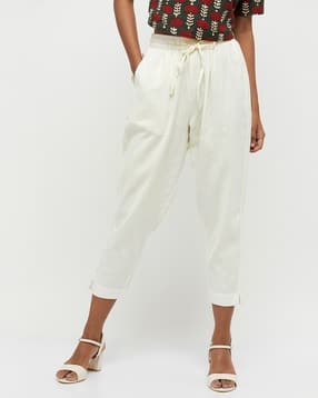 max Women Straight Fit Pleated Pants with Drawstring Waist-picture-12