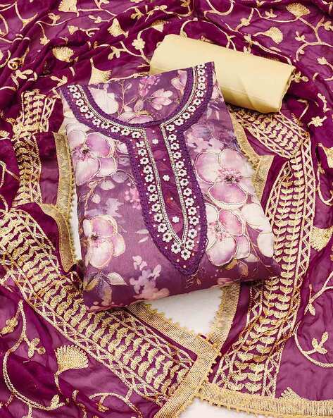 Women Embellished Unstitched Dress Material Price in India