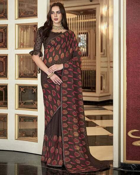 PANZORA Women Printed Saree with Contrast Border