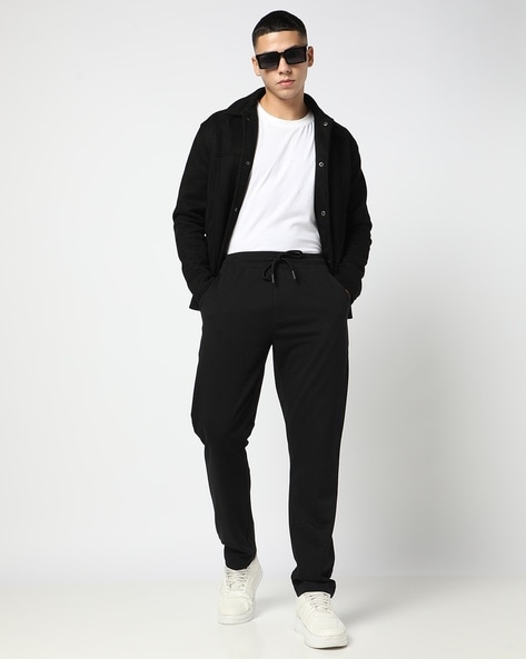 Men Straight Track Pants with Insert Pocket