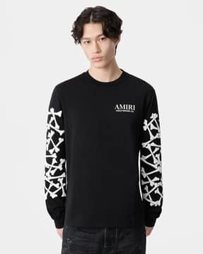 Tシャツ・カットソー Amiri BONES STACKED LONG SLEEVES T-SHIRT Buy AMIRI Bones Stacked Long Sleeves T-Shirt | Black Color