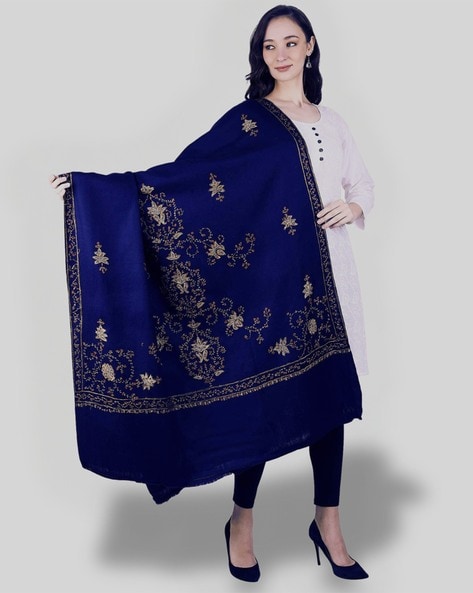 Women Embroidered Woolen Shawl Price in India