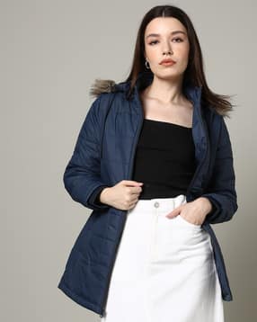 Women Regular Fit Parka Jacket with Detachable Hood-image-15