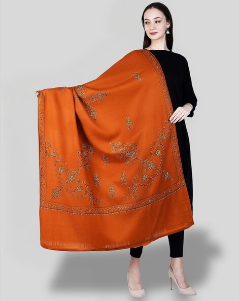 Women Embroidered Woolen Shawl Price in India