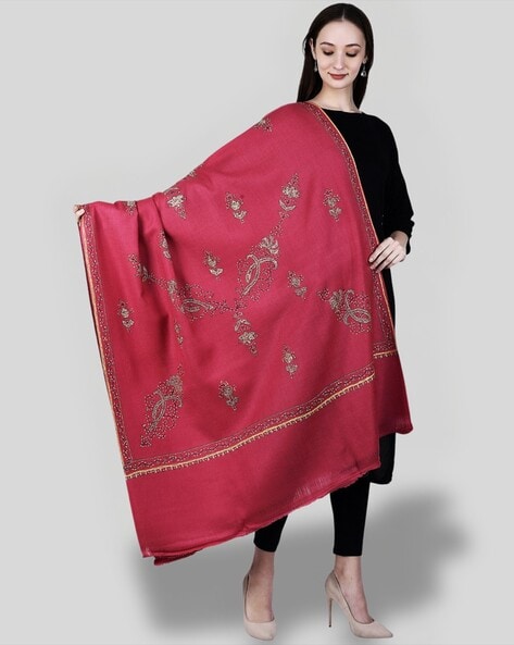 Women Embroidered Woolen Shawl Price in India