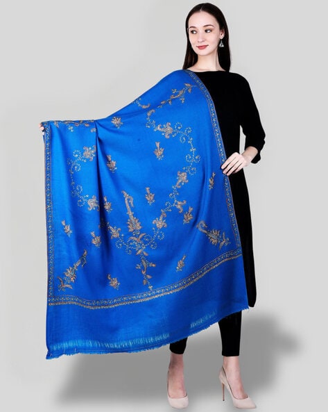 Women Embroidered Woolen Shawl Price in India