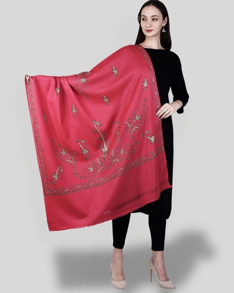 Women Embroidered Woolen Shawl Price in India