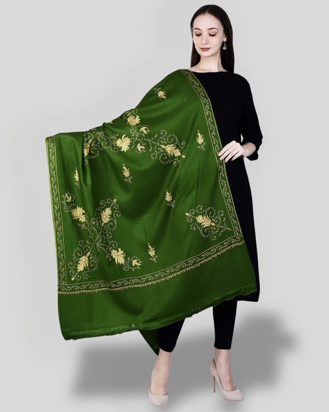 Women Embroidered Woolen Shawl Price in India