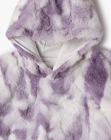 Loose fit faux fur hoodie online