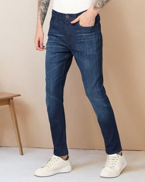 Men Lightly Washed Straight Mid-Rise Jeans
