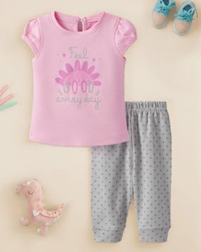 nauti nati Girls Graphic Print Top & Joggers Set-picture-21