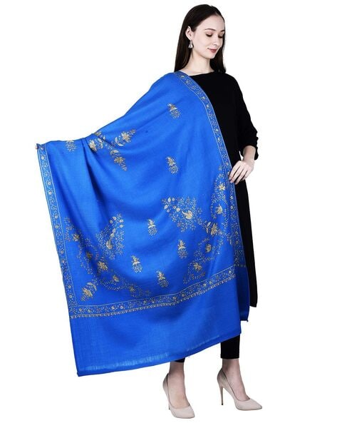 Women Embroidered Woolen Shawl Price in India