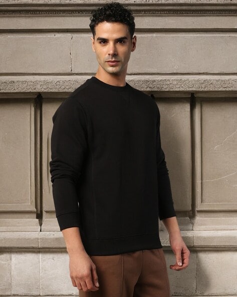 Men Regular Fit Sweatshirt with Ribbed Hem