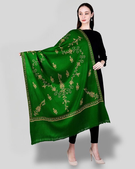 Women Embroidered Woolen Shawl Price in India