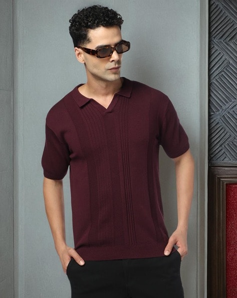 Men Striped Slim Fit Polo T-Shirt