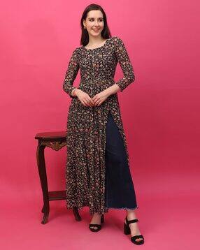 cation Floral Print Tunic with Full Sleeves-picture-45