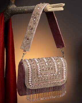 Embellished Clutch with Detachable Strap-image-0