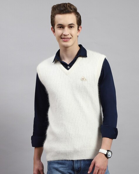 Mens off white v neck sweater hotsell