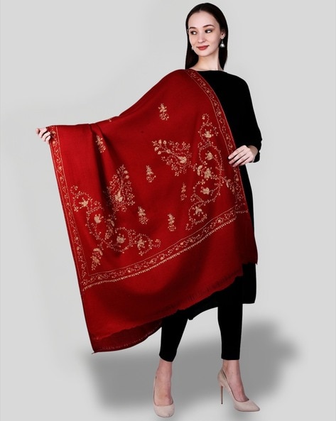 Women Embroidered Woolen Shawl Price in India