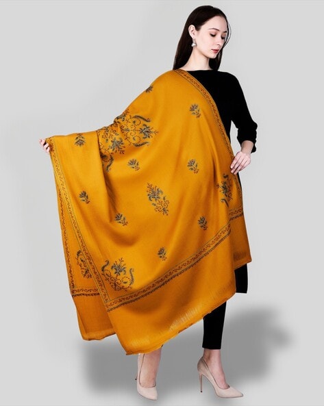 Women Embroidered Woolen Shawl Price in India