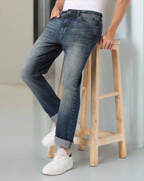 Ajio Mens Striped Denim Jeans Ajio Levi's Black And White
