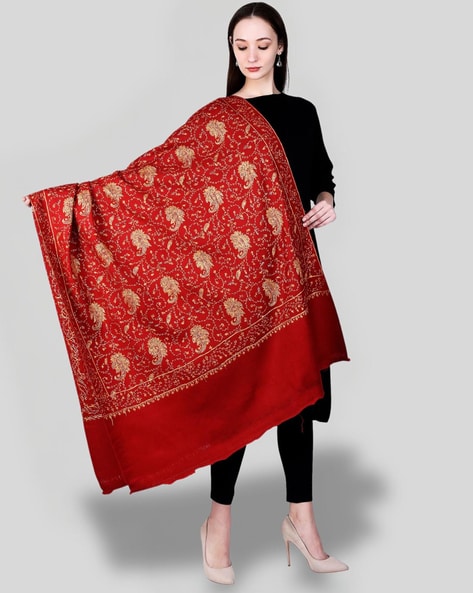 Women Embroidered Woolen Shawl Price in India