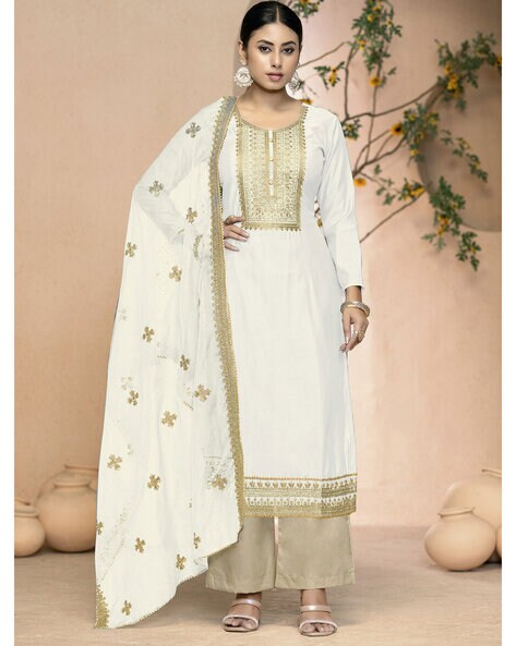 Women Embellished Unstitched Dress Material Price in India