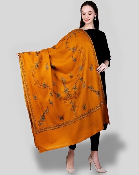 Women Embroidered Woolen Shawl Price in India