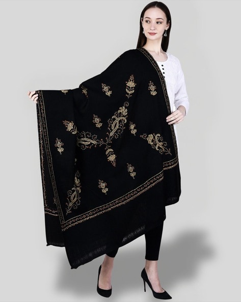 Women Embroidered Woolen Shawl Price in India