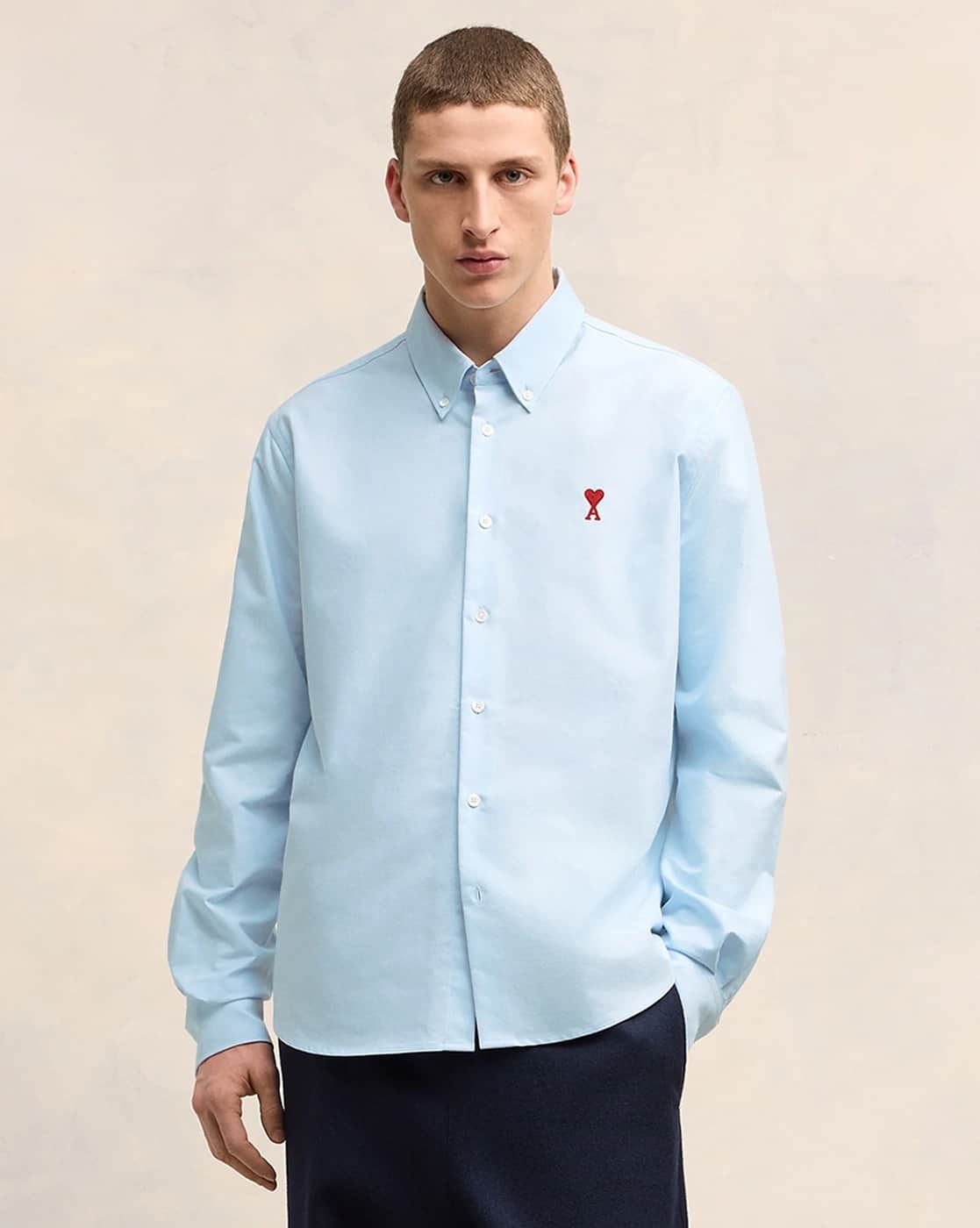 Buy Ami Paris Ami De Coeur Cotton Regular Fit Shirt | Sky Blue