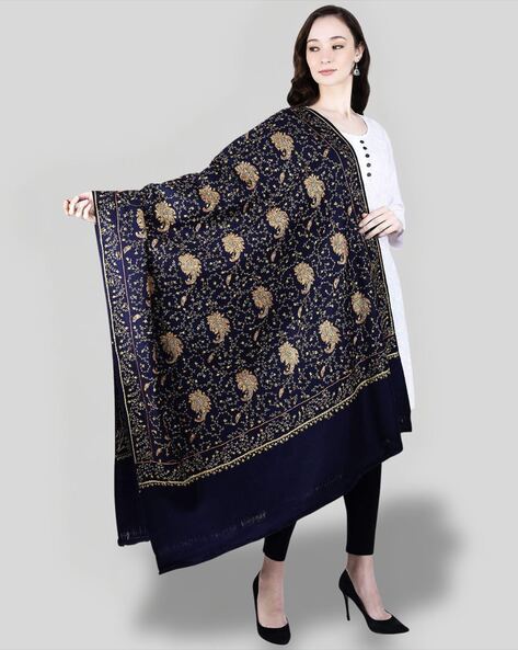 Women Embroidered Woolen Shawl Price in India