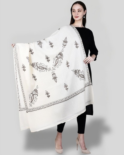 Women Embroidered Woolen Shawl Price in India