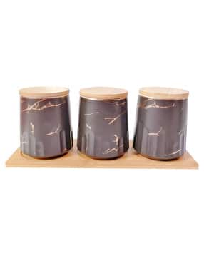 Set of 3 Printed Ceramic Airtight Storage Jars with Lid-image-23