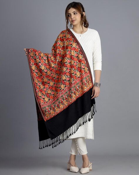 Women Embroidered Stole with Tassels Price in India