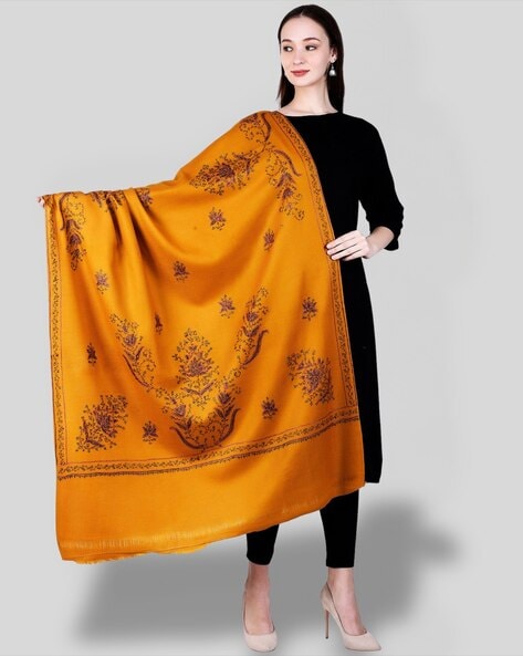 Women Embroidered Woolen Shawl Price in India