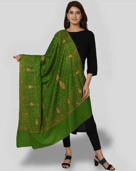 Women Embroidered Woolen Shawl Price in India