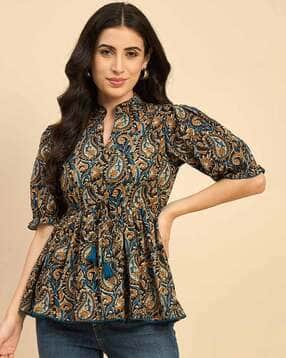 azira Women Paisley Print Relaxed Fit Peplum Top-picture-29