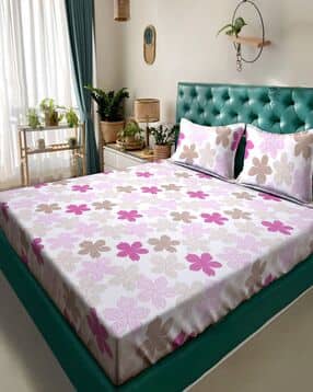 klotthe 300 TC Floral Print Super King-Size Bedsheet with Pillow Covers-picture-21