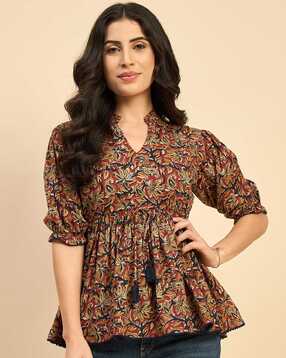 Women Floral Print Relaxed Fit Peplum Top-image-22
