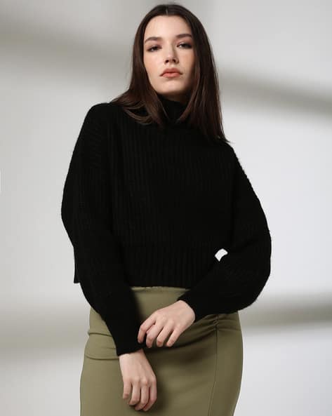Women Knitted Regular Fit High-Neck Sweater