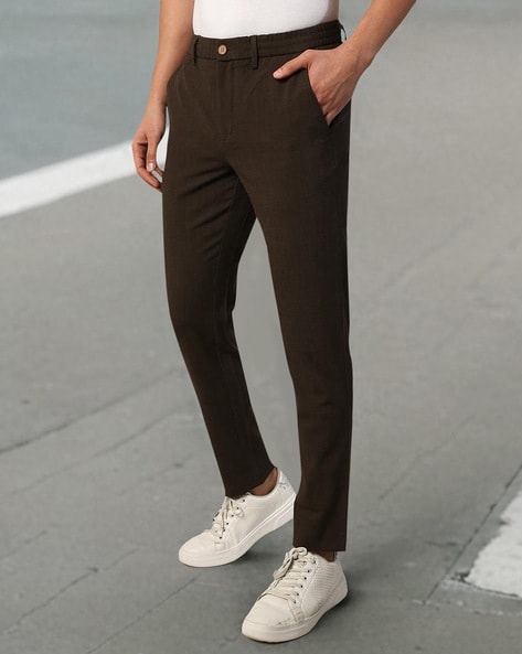 Men Slim Fit Flat-Front Chinos