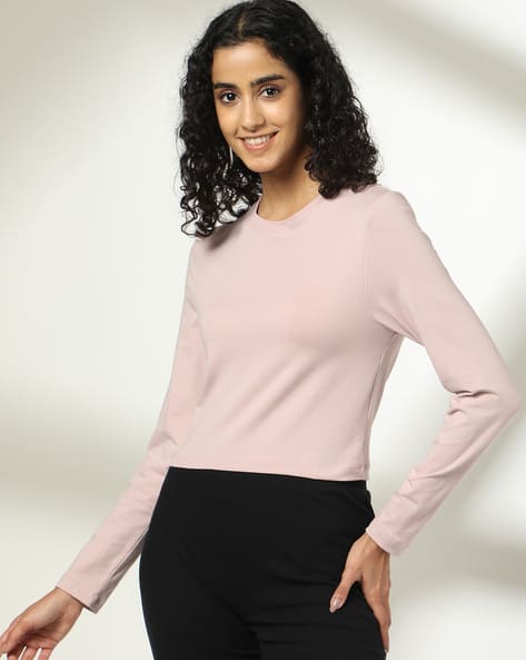 Women Fitted Crew-Neck Crop T-Shirt