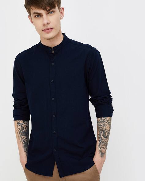 Fame forever by lifestyle Men Regular Fit Band Collar Shirt