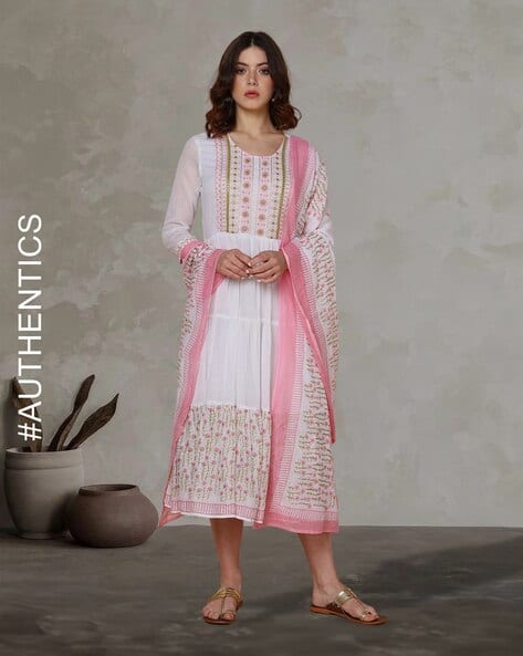 Indie Picks Floral Print Anarkali Kurta