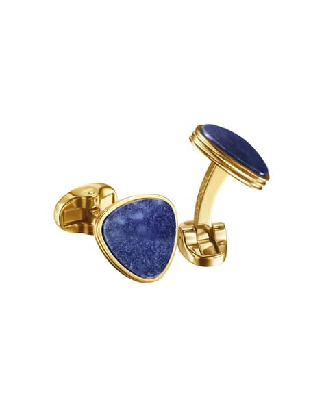 Avant Garde Preston Gold Cufflinks with Natural Blue Lapis Lazuli Inset