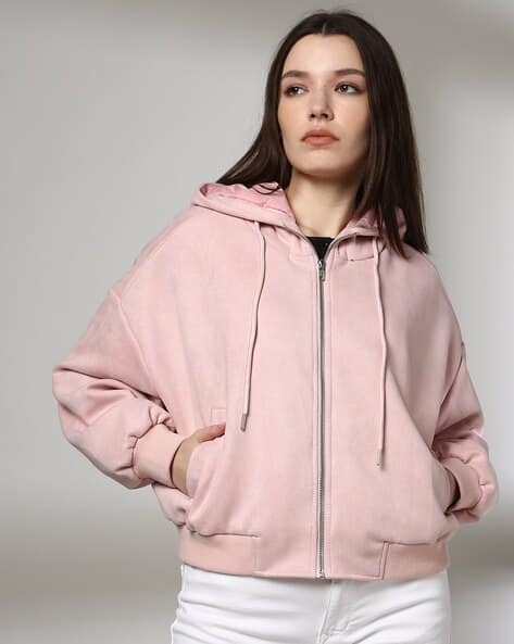 Women Oversized Fit Zip-Front Hoodie