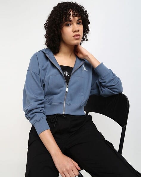 Women Logo Embroidered Regular Fit Hoodie