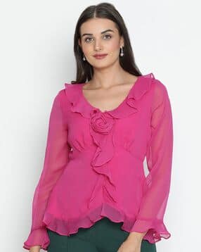 draax fashions Women Regular Fit V-Neck Top-picture-11